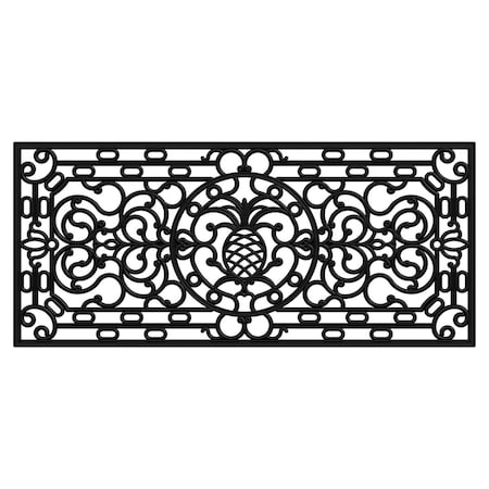 Configuracion 17 x 41 in. Pineapple Heritage Rubber Rectangular Doormat Black CO3361343